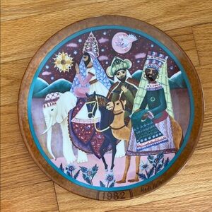 Decorative Plate with Brown and Multicolor Design